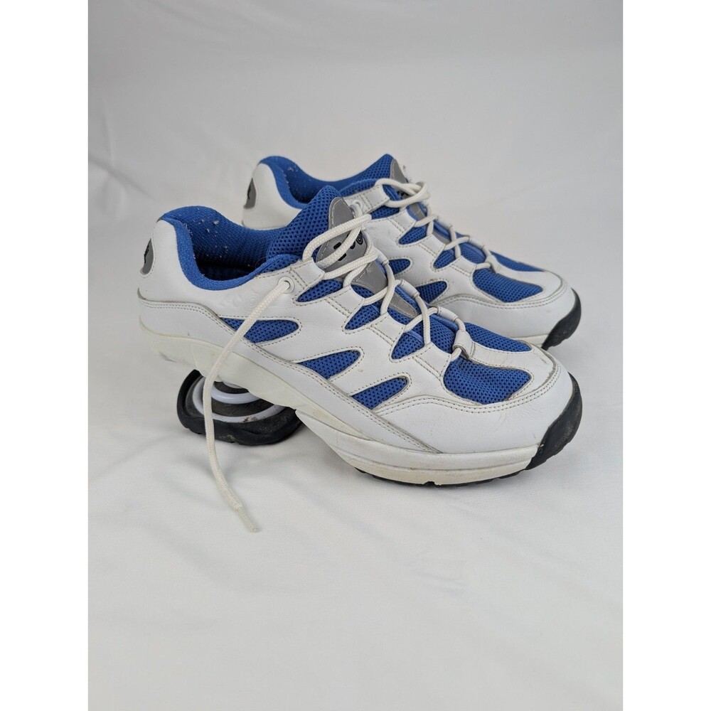 Women's 10 Z-Coil Shock Absorbing White Blue Spring Heel Walking Comfort Shoes
